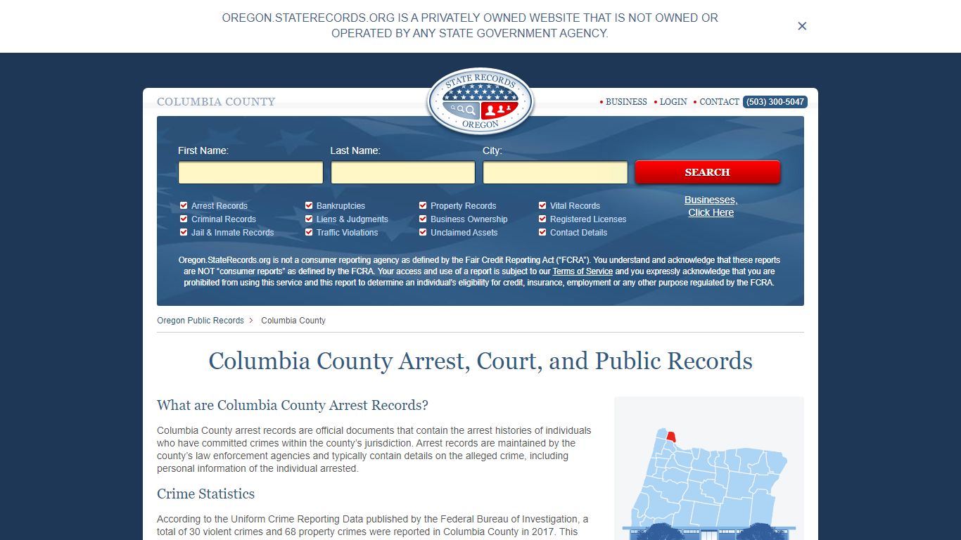 Columbia County Arrest, Court, and Public Records