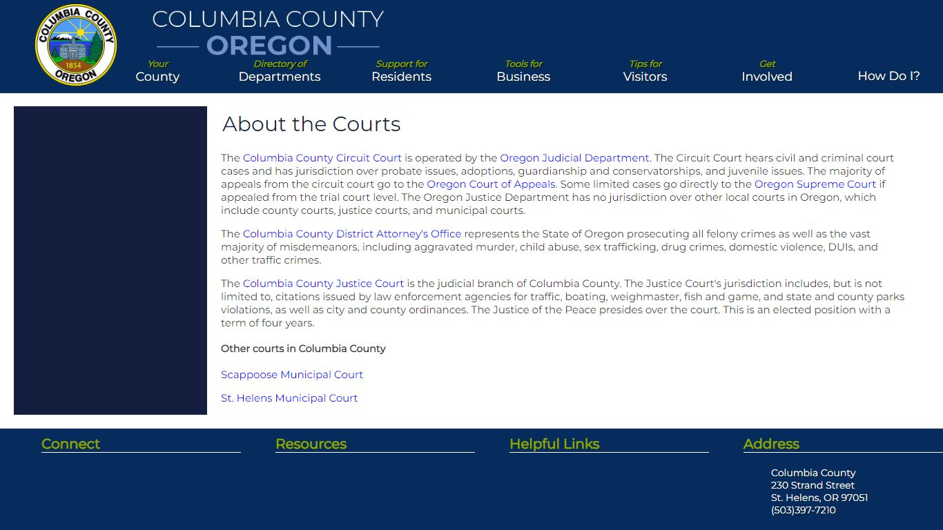 Columbia County, Oregon Official Website - About the Courts