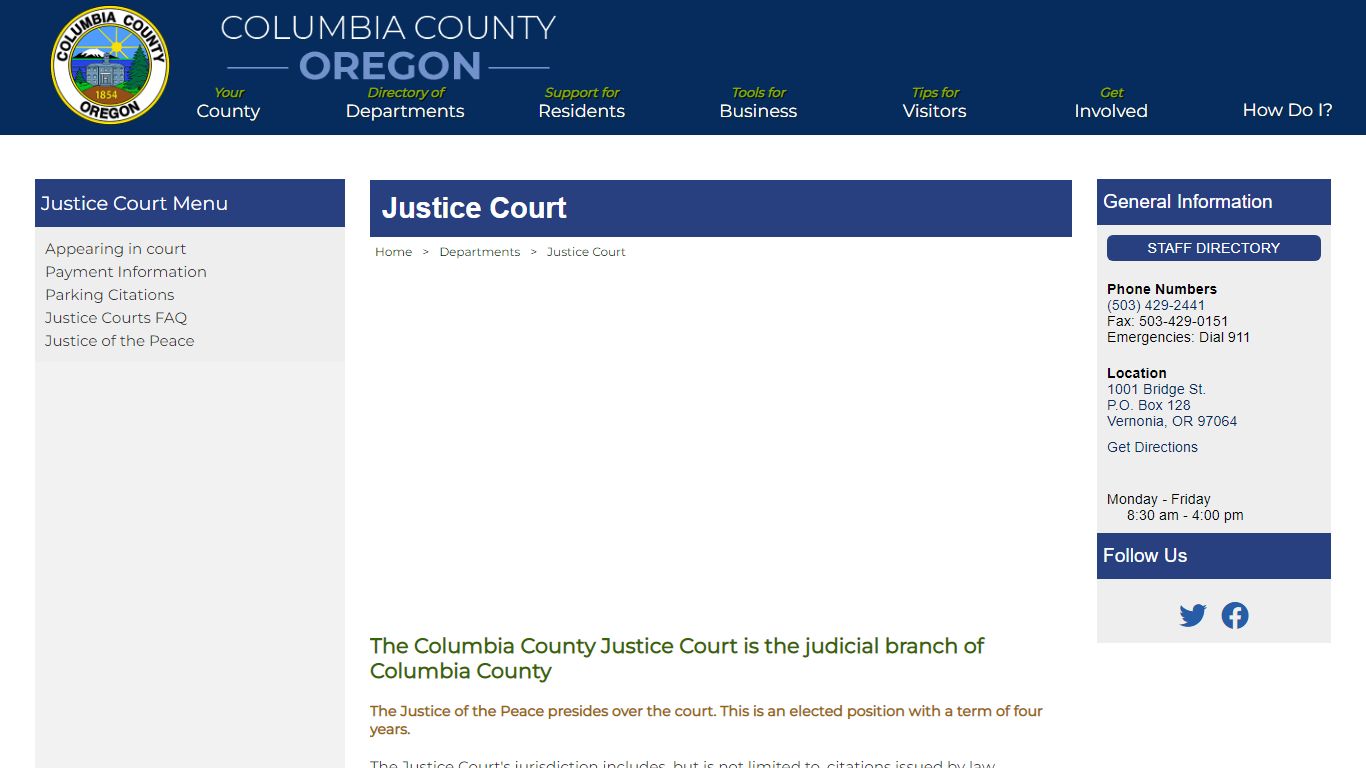 Columbia County, Oregon Official Website - Justice Court