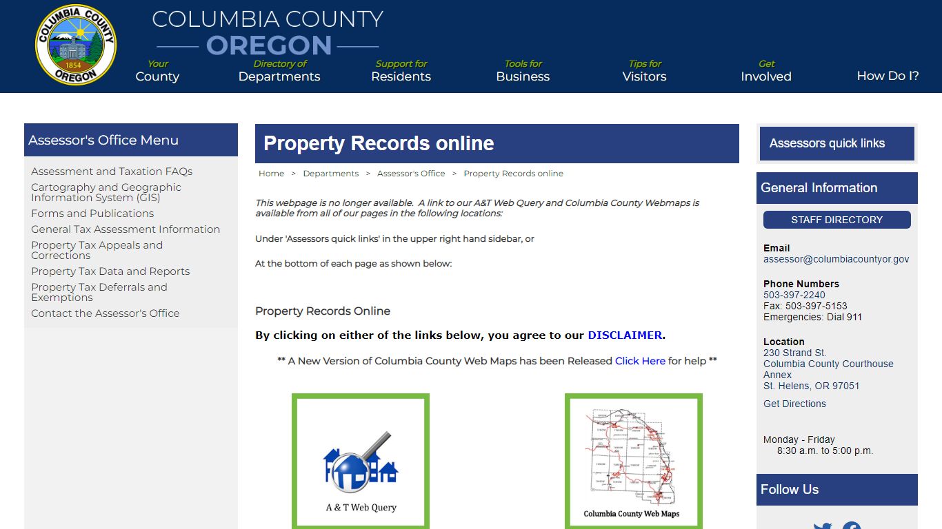 Property Records online - Columbia County, Oregon
